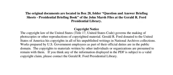 Question and Answer Briefing Sheets - Presidential Briefing Book