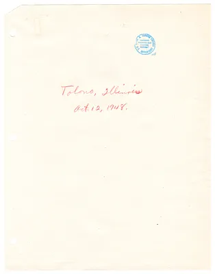 Reading Copy, Speech of President Harry S. Truman, Tolono, Indiana