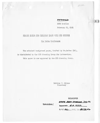 Memorandum from Robbins Gilman, Policy Review for Possible Talks with the Soviets: The Yalta Conference