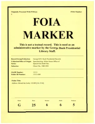 Address Abroad the Gorky 12/3/89 [OA 3540]