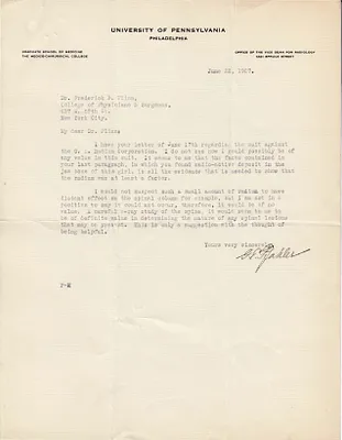 Letters Received to Dr. Frederick B. Flinn, June 22, 1927