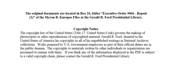 Executive Order 9066 Repeal, 2/19/76 (1)