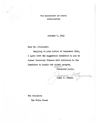 Correspondence Between President Harry S. Truman and Secretary of State James Byrnes with Related Material