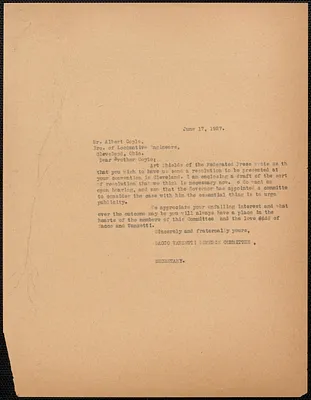 Sacco-Vanzetti Defense Committee typed letter (copy) to Albert Coyle (Brotherhood of Locomotive Engineers), Boston, Mass., June 17, 1927