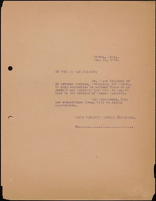 Sacco-Vanzetti Defense Committee typed letter (circular), Boston, Mass., December 16, 1924