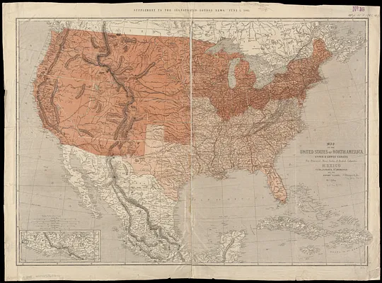 Map of the United States of North America, upper & lower Canada, New Brunswick, Nova Scotia & British Columbia, Mexico, Cuba, Jamaica, St. Domingo and the Bahama Islands