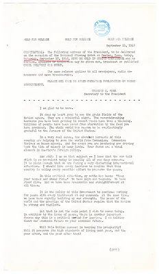 Press Release, Speech of President Harry S. Truman, Dexter, Iowa