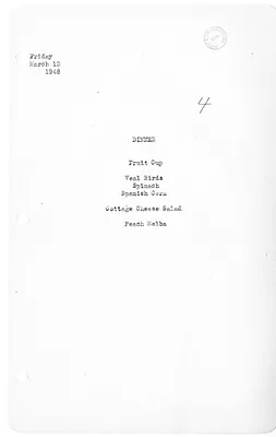 White House Dinner Menu