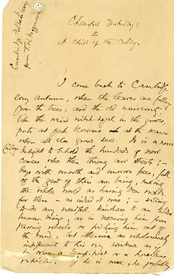Handwritten manuscript of Cheerful Yesterdays II: A Child of the College, Circa 1897 December