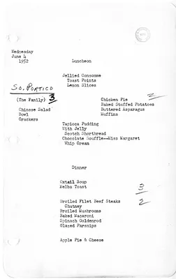 White House Luncheon and Dinner Menu