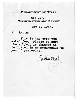 Memorandum from Joseph C. Grew to President Harry S. Truman, with Related Notes