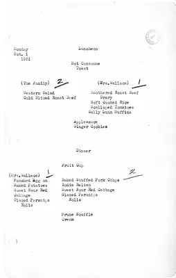 White House Luncheon and Dinner Menu