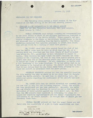 Memorandum for President Harry S. Truman
