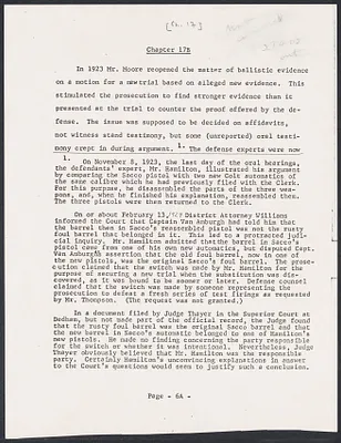 Herbert Brutus Ehrmann Papers, 1906-1970. Sacco-Vanzetti. Part II, Chapter 17: Expert Opinions Escalate. Box 6, Folder 4, Harvard Law School Library, Historical & Special Collections