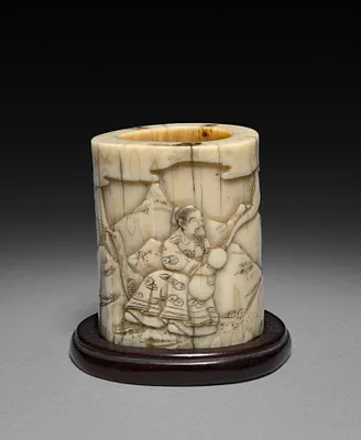 Carved Tusk with Chinese Immortal