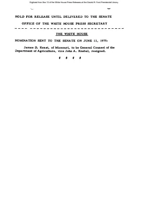 Nomination Sent to the Senate on June 11, 1975 [Position Appointments and Resignations]