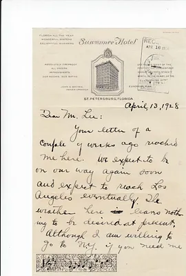Letters Received to Mr. Lee [C.B. Lee], April 13, 1928