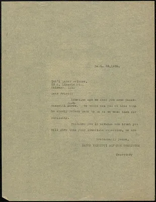 Sacco-Vanzetti Defense Committee typed note (copy) to International Labor Defense, Boston, Mass., September 28, 1926