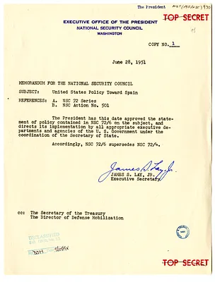 Memorandum from James S. Lay, Jr. to the National Security Council