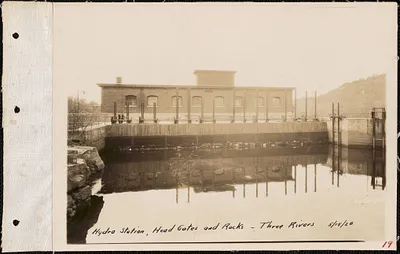 Three Rivers hydroelectric station, head gates and racks, Palmer, Mass., May 15, 1928