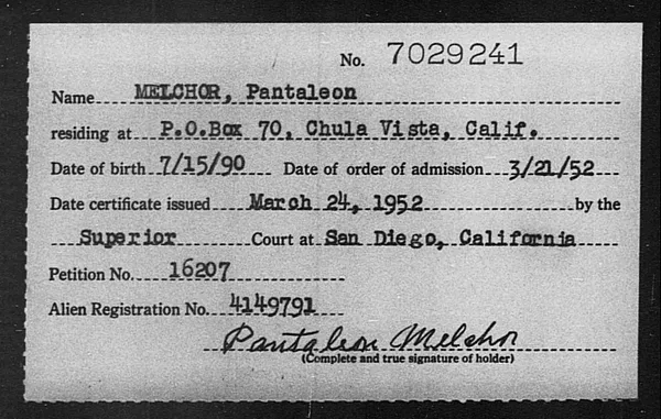 Melchor, Pantaleon - 1952
