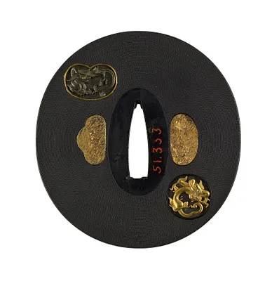 Tsuba with Dragons in Cartouches
