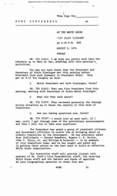 Press Secretary Briefings, 8/9/74