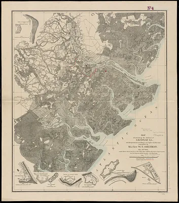 Map illustrating the defence [sic] of Savannah, Ga. and the operations resulting in its capture by the army commanded by Maj. Genl. W.T. Sherman, Dec. 21st, 1864
