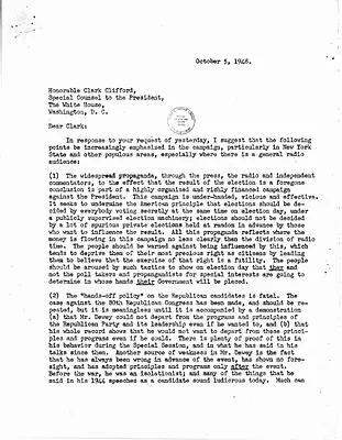 Letter from "L" to Clark Clifford