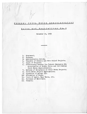 Report, Federal Civil Works Administration Rules and Regulations, Number 1