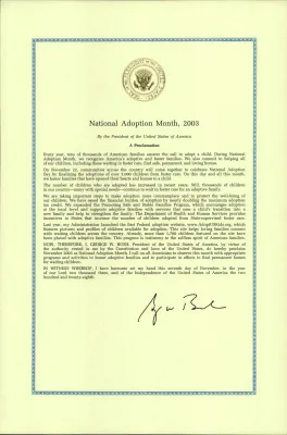 National Adoption Month, November 2003