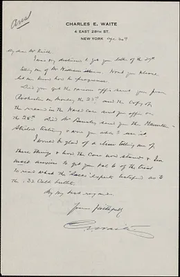 Letter from Charles E. Waite to Joseph W. Keith, Deputy District Attorney (Southeastern District)