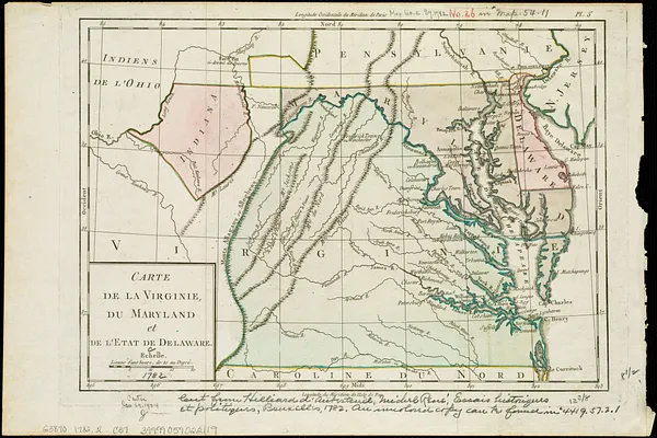 Carte de la Virginie, du Maryland et de l'etat de Delaware