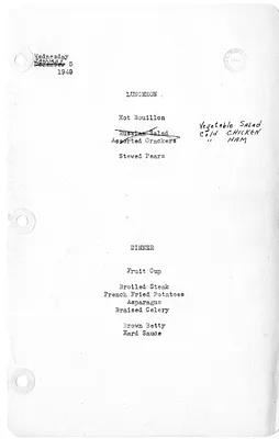 White House Luncheon and Dinner Menu