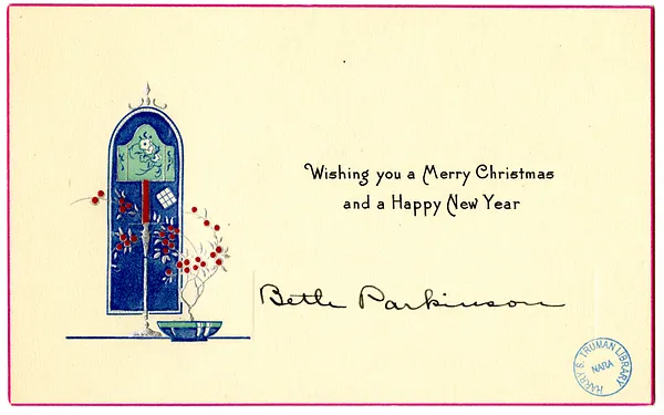 Christmas Card from Beth Parkinson to Bess W. Truman