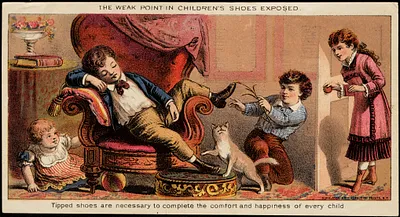 The weak point in children's shoes exposed. Tipped shoes are necessary to complete the comfort and happiness of every child.