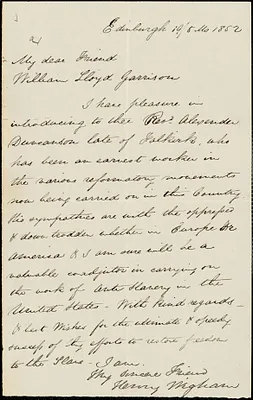 Letter from Henry Wigham, Edinburgh, [Scotland], to William Lloyd Garrison, 1852 [May] 19