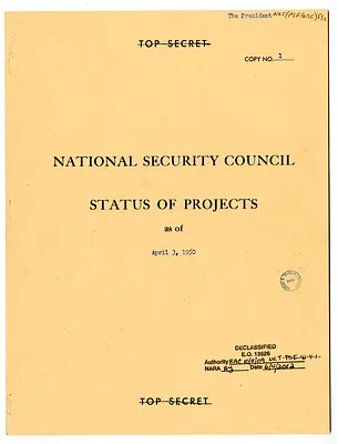 Report, National Security Council Status of Projects