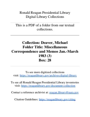 Miscellaneous Memos and Correspondence January 1983-March 1983 (3)