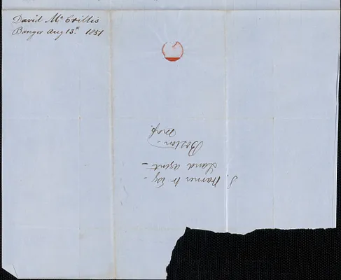 David McGrillis to Samuel Warner Junior, 13 August 1851