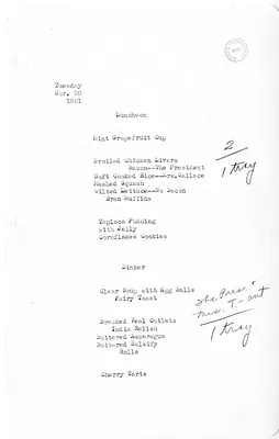 White House Luncheon and Dinner Menu