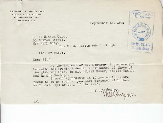 Letters Received, September 18, 1925