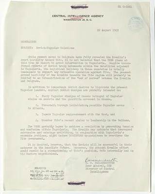 Memorandum from R. H. Hillenkoetter
