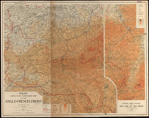 Philips' large scale contoured map of the Anglo-French front