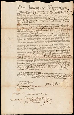 William Perry indentured to apprentice with John Gyles of Boston, 3 December 1750