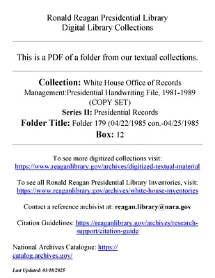 Folder 179 (04/22/1985 continued - 04/25/1985)