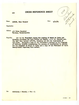 Cross Reference Memorandum