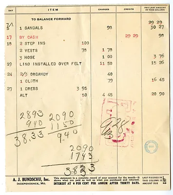 Bill from A. J. Bundschu, Inc.