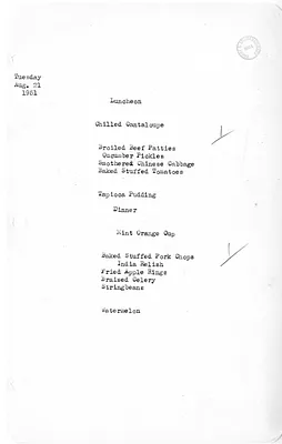 White House Luncheon and Dinner Menu