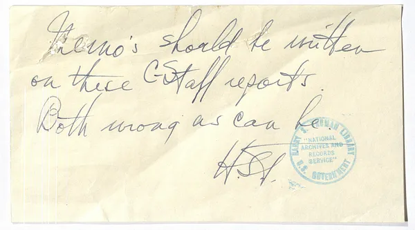 Memorandum from President Harry S. Truman to Secretary of State Dean Acheson